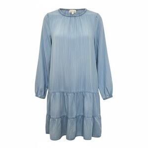 anthropologie cloth and stone chambray tiered long-sleeve dress Size S